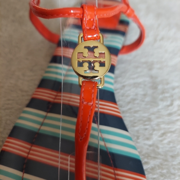 Tory Burch Emmy Habanero Pepper Stripe Cushioned Footbed Sandals - Picture 14 of 16
